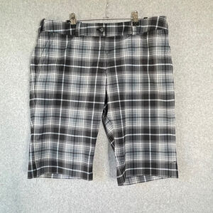 Nike Golf Dri-FIT Plaid Tour Performance Bermuda Shorts Women’s 14 Gray